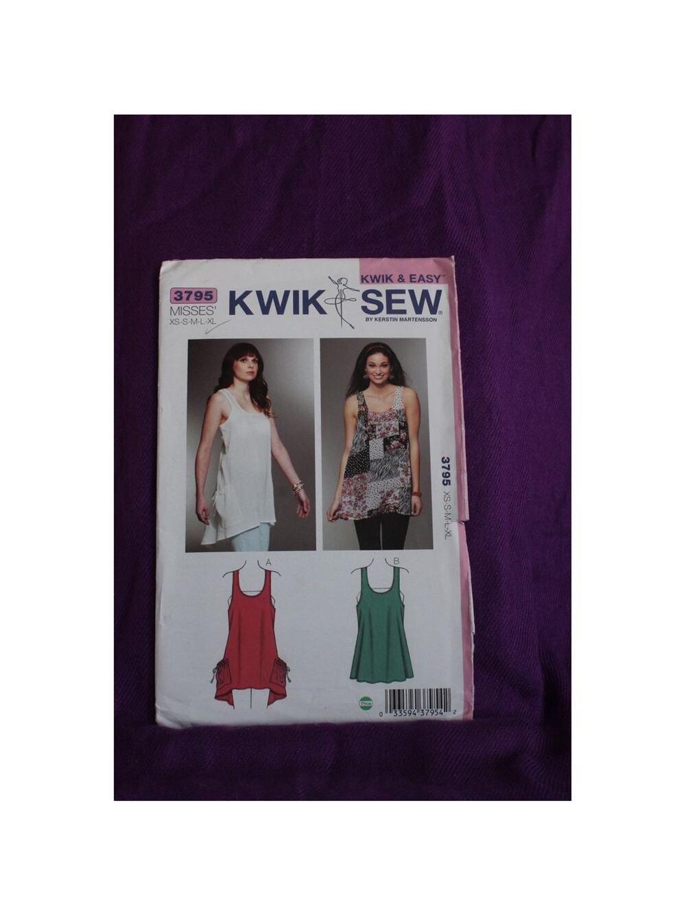 Kwik Sew Pattern 3795 Women's highlow tank size  xs S M L XL